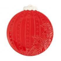 Чиния Christmas Ornaments Flower Red, Bordallo Pinheiro, плитка, дизаѝнерска керамика, 24.3 х 22 см