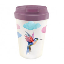 Чаша с капак Bioloco Plant Easy Cup Watercolor Bird, бамбук, 400 мл