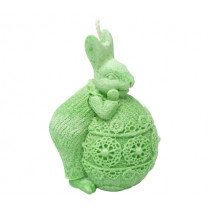 Декоративна восъчна свещ Великденски заек, аромат цветна градина, 8 см