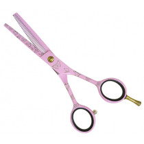 Фризьорска филажна ножица за подстригване Henbor Butterfly Line Pink, 6" / 15.5 см