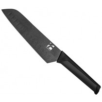 Готварски нож сантоку Kuppels Black Line Edition, острие с алвеоли 17 см
