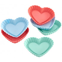 Форми за тарталети Lurch FlexiForm Heart Pastel Mix, платинен силикон, 6 бр. комплект