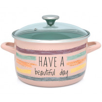 Емайлирана готварска тенджера Have a Beautiful Day, дълбока, Ø 22 см, 5 л