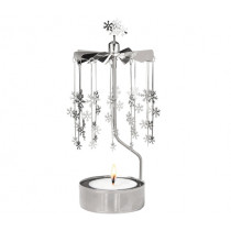 Декоративна термо пирамида Pluto Small Snowflakes Silver, въртяща се, 16.5 см