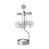 Декоративна термична пирамида Pluto Design Snow Star Silver, въртяща се, 16.5 см