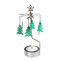 Декоративна термо пирамида Pluto Design Tree Green Silver, въртяща се, 16.5 см