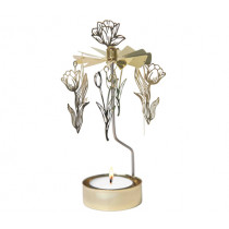 Декоративна термо пирамида Pluto Design Tulips Gold, въртяща се, 16.5 см