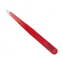 Скосена козметична пинсета Rubis Glossy Red