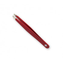 Tweezers Rubis Classic Swiss Cross Red Soft Touch, slanted tips