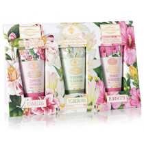 Крем за ръце Saponificio Artigianale Fiorentino - Camelia, Tuberosa, Ibisco, комплект 3 x 100 мл