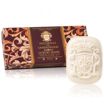 Луксозни тоалетни натурални сапуни Saponificio Artigianale Fiorentino Patchouli and Sandalwood, комплект 3 х 125 гр.